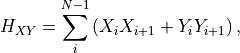 H_{XY} = \sum_{i}^{N-1} \left( X_i X_{i+1} + Y_i Y_{i+1} \right),